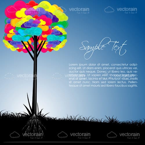 Abstract Colourful Tree Background with Sample Text